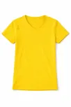 Genç Kız Çocuk V Yaka Tişört Yazlık Model Günlük Basic Body - Sarı