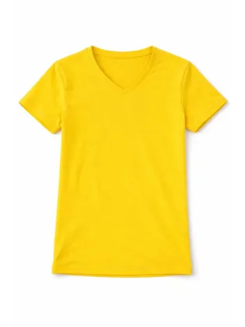 Genç Kız Çocuk V Yaka Tişört Yazlık Model Günlük Basic Body - Sarı