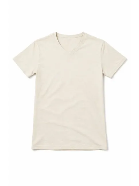 Genç Kız Çocuk V Yaka Tişört Yazlık Model Günlük Basic Body - Taş