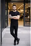 Erkek T-shirt Bisiklet Yaka Slim Fit Dar Kesim Likralı Tişört Günlük Basic Body - Siyah