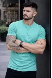 Erkek T-shirt Bisiklet Yaka Slim Fit Dar Kesim Likralı Tişört Günlük Basic Body - Turkuvaz Erkek T-shirt Bisiklet Yaka Slim Fit Dar Kesim Likralı Tişört Günlük Basic Body - Turkuvaz