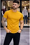 Erkek T-shirt Bisiklet Yaka Slim Fit Dar Kesim Likralı Tişört Günlük Basic Body - Limon