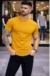 Erkek T-shirt Bisiklet Yaka Slim Fit Dar Kesim Likralı Tişört Günlük Basic Body - Limon Erkek T-shirt Bisiklet Yaka Slim Fit Dar Kesim Likralı Tişört Günlük Basic Body - Limon