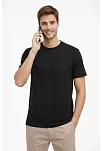 Erkek Bisiklet Yaka Tişört Regular Kalıp Basic Pamuklu Günlük Kullanım T-shirt - Siyah