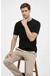 Erkek Bisiklet Yaka Tişört Regular Kalıp Basic Pamuklu Günlük Kullanım T-shirt - Siyah