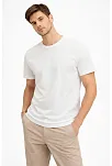Erkek Bisiklet Yaka Tişört Regular Kalıp Basic Pamuklu Günlük Kullanım T-shirt - Beyaz