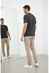 Erkek Bisiklet Yaka Tişört Regular Kalıp Basic Pamuklu Günlük Kullanım T-shirt - Füme
