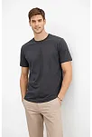 Erkek Bisiklet Yaka Tişört Regular Kalıp Basic Pamuklu Günlük Kullanım T-shirt - Füme
