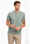 Erkek Bisiklet Yaka Tişört Regular Kalıp Basic Pamuklu Günlük Kullanım T-shirt - Mint Yeşili