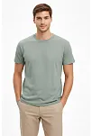 Erkek Bisiklet Yaka Tişört Regular Kalıp Basic Pamuklu Günlük Kullanım T-shirt - Mint Yeşili