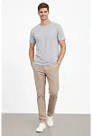 Erkek Bisiklet Yaka Tişört Regular Kalıp Basic Pamuklu Günlük Kullanım T-shirt - Gri