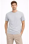 Erkek Bisiklet Yaka Tişört Regular Kalıp Basic Pamuklu Günlük Kullanım T-shirt - Gri