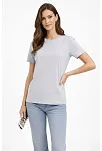 Kadın Bisiklet Yaka Tişört  Regular Kalıp Basic Pamuklu  Günlük Kullanım  T-shirt - Gri