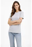 Kadın Bisiklet Yaka Tişört  Regular Kalıp Basic Pamuklu  Günlük Kullanım  T-shirt - Gri