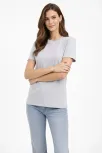 Kadın Bisiklet Yaka Tişört Regular Kalıp Basic Pamuklu Günlük Kullanım T-shirt - Gri Kadın Bisiklet Yaka Tişört Regular Kalıp Basic Pamuklu Günlük Kullanım T-shirt - Gri