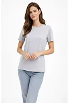 Kadın Bisiklet Yaka Tişört  Regular Kalıp Basic Pamuklu  Günlük Kullanım  T-shirt - Gri