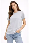 Kadın Bisiklet Yaka Tişört  Regular Kalıp Basic Pamuklu  Günlük Kullanım  T-shirt - Gri