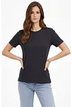 Kadın Bisiklet Yaka Tişört Regular Kalıp Basic Pamuklu Günlük Kullanım T-shirt - Füme