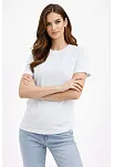 Kadın Bisiklet Yaka Tişört Regular Kalıp Basic Pamuklu Günlük Kullanım T-shirt - Beyaz