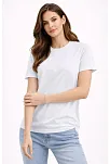 Kadın Bisiklet Yaka Tişört Regular Kalıp Basic Pamuklu Günlük Kullanım T-shirt - Beyaz