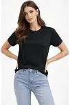 Kadın Bisiklet Yaka Tişört Regular Kalıp Basic Pamuklu Günlük Kullanım T-shirt - Siyah