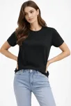 Kadın Bisiklet Yaka Tişört Regular Kalıp Basic Pamuklu Günlük Kullanım T-shirt - Siyah Kadın Bisiklet Yaka Tişört Regular Kalıp Basic Pamuklu Günlük Kullanım T-shirt - Siyah