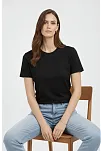 Kadın Bisiklet Yaka Tişört Regular Kalıp Basic Pamuklu Günlük Kullanım T-shirt - Siyah