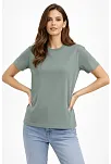 Kadın Bisiklet Yaka Tişört Regular Kalıp Basic Pamuklu Günlük Kullanım T-shirt - Mint Yeşili