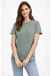 Kadın Bisiklet Yaka Tişört Regular Kalıp Basic Pamuklu Günlük Kullanım T-shirt - Mint Yeşili