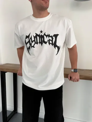 Erkek Bisiklet Yaka Ön Baskılı Kısa Kollu Tişört Streetwear Günlük Basic Pamuklu T-shirt - Beyaz Erkek Bisiklet Yaka Ön Baskılı Kısa Kollu Tişört Streetwear Günlük Basic Pamuklu T-shirt - Beyaz