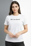 Kadın Wafıl Kumaş Tişört Regular Kalıp Bisiklet Yaka Baskılı Günlük Basic T-shirt - Beyaz Kadın Wafıl Kumaş Tişört Regular Kalıp Bisiklet Yaka Baskılı Günlük Basic T-shirt - Beyaz