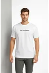 Erkek Wafıl Kumaş Tişört Regular Kalıp Bisiklet Yaka Baskılı Günlük Basic T-shirt - Beyaz