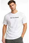 Erkek Wafıl Kumaş Tişört Regular Kalıp Bisiklet Yaka Baskılı Günlük Basic T-shirt - Beyaz