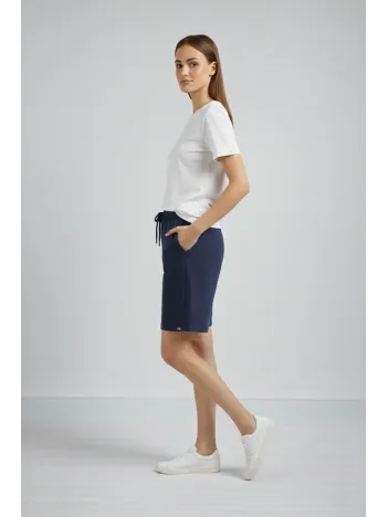 Kadın Dokuma Otoban Şort Beli Lastikli Bağcıklı, Cepli, Rahat Kesim Günlük Yazlık Şort - Lacivert Kadın Dokuma Otoban Şort Beli Lastikli Bağcıklı, Cepli, Rahat Kesim Günlük Yazlık Şort - Lacivert