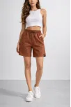 Kadın Dokuma Otoban Şort Beli Lastikli Bağcıklı, Cepli, Rahat Kesim Günlük Yazlık Şort - Kahverengi Kadın Dokuma Otoban Şort Beli Lastikli Bağcıklı, Cepli, Rahat Kesim Günlük Yazlık Şort - Kahverengi