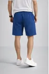 Erkek Otoban Dokuma Şort Beli Lastikli Bağcıklı, Cepli, Rahat Kesim Günlük Yazlık Şort - İndigo