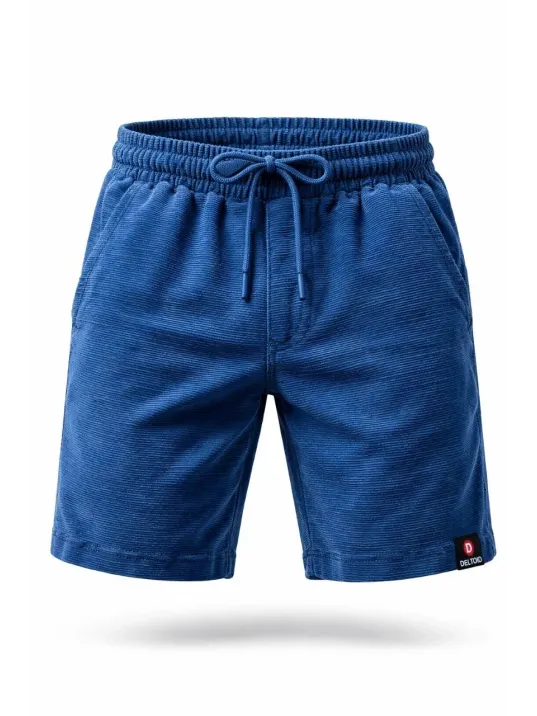 Erkek Otoban Dokuma Şort Beli Lastikli Bağcıklı, Cepli, Rahat Kesim Günlük Yazlık Şort - İndigo