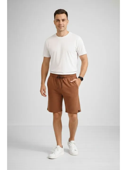 Erkek Otoban Dokuma Şort Beli Lastikli Bağcıklı, Cepli, Rahat Kesim Günlük Yazlık Şort - Kahverengi Erkek Otoban Dokuma Şort Beli Lastikli Bağcıklı, Cepli, Rahat Kesim Günlük Yazlık Şort - Kahverengi