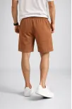 Erkek Otoban Dokuma Şort Beli Lastikli Bağcıklı, Cepli, Rahat Kesim Günlük Yazlık Şort - Kahverengi Erkek Otoban Dokuma Şort Beli Lastikli Bağcıklı, Cepli, Rahat Kesim Günlük Yazlık Şort - Kahverengi
