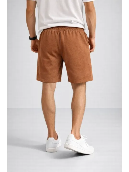 Erkek Otoban Dokuma Şort Beli Lastikli Bağcıklı, Cepli, Rahat Kesim Günlük Yazlık Şort - Kahverengi Erkek Otoban Dokuma Şort Beli Lastikli Bağcıklı, Cepli, Rahat Kesim Günlük Yazlık Şort - Kahverengi