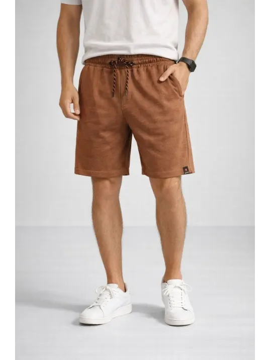 Erkek Otoban Dokuma Şort Beli Lastikli Bağcıklı, Cepli, Rahat Kesim Günlük Yazlık Şort - Kahverengi Erkek Otoban Dokuma Şort Beli Lastikli Bağcıklı, Cepli, Rahat Kesim Günlük Yazlık Şort - Kahverengi