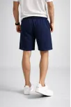 Erkek Otoban Dokuma Şort Beli Lastikli Bağcıklı, Cepli, Rahat Kesim Günlük Yazlık Şort - Lacivert