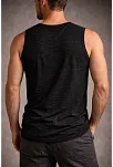 Erkek Flamlı Kumaş Kolsuz Atlet Günlük Fitness Spor T-shirt - Siyah