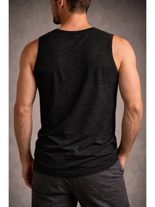 Erkek Flamlı Kumaş Sıfır Kolsuz Atlet Basic Spor Üst, Günlük Ve Fitness Kullanımına Uygun - Siyah Erkek Flamlı Kumaş Sıfır Kolsuz Atlet Basic Spor Üst, Günlük Ve Fitness Kullanımına Uygun - Siyah