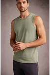 Erkek Flamlı Kumaş Kolsuz Atlet Günlük Fitness Spor T-shirt - Mint Yeşili