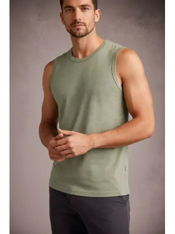 Erkek Flamlı Kumaş Sıfır Kolsuz Atlet Basic Spor Üst, Günlük Ve Fitness Kullanımına Uygun - Mint Yeşili