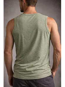 Erkek Flamlı Kumaş Kolsuz Atlet Günlük Fitness Spor T-shirt - Mint Yeşili