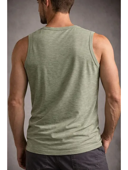 Erkek Flamlı Kumaş Kolsuz Atlet Günlük Fitness Spor T-shirt - Mint Yeşili