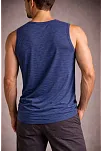 Erkek Flamlı Kumaş Kolsuz Atlet Günlük Fitness Spor T-shirt - İndigo