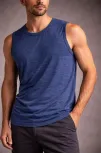 Erkek Flamlı Kumaş Sıfır Kolsuz Atlet Basic Spor Üst, Günlük Ve Fitness Kullanımına Uygun - İndigo Erkek Flamlı Kumaş Sıfır Kolsuz Atlet Basic Spor Üst, Günlük Ve Fitness Kullanımına Uygun - İndigo